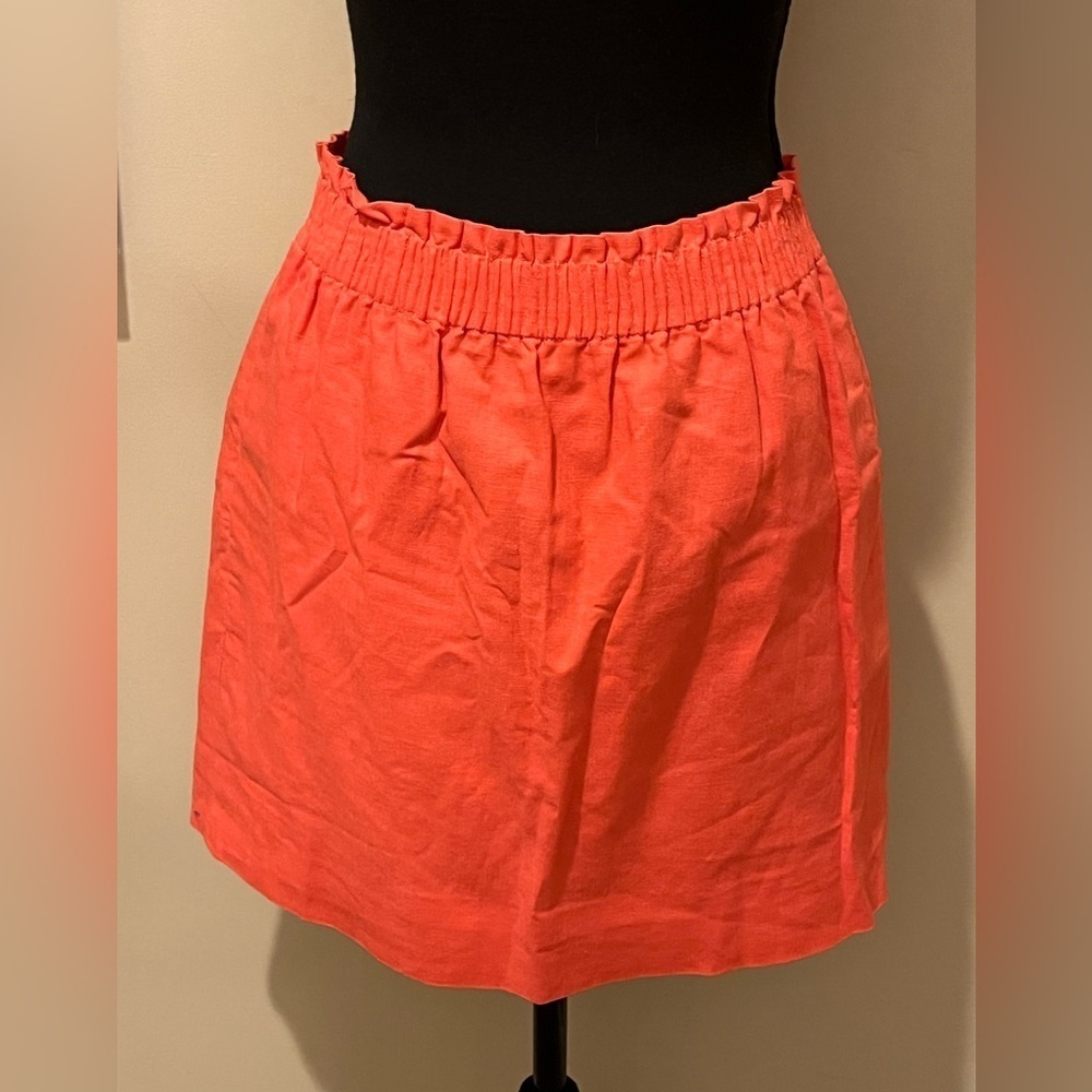 J Crew Linen Lined Mini Skirt in Melon, size 2